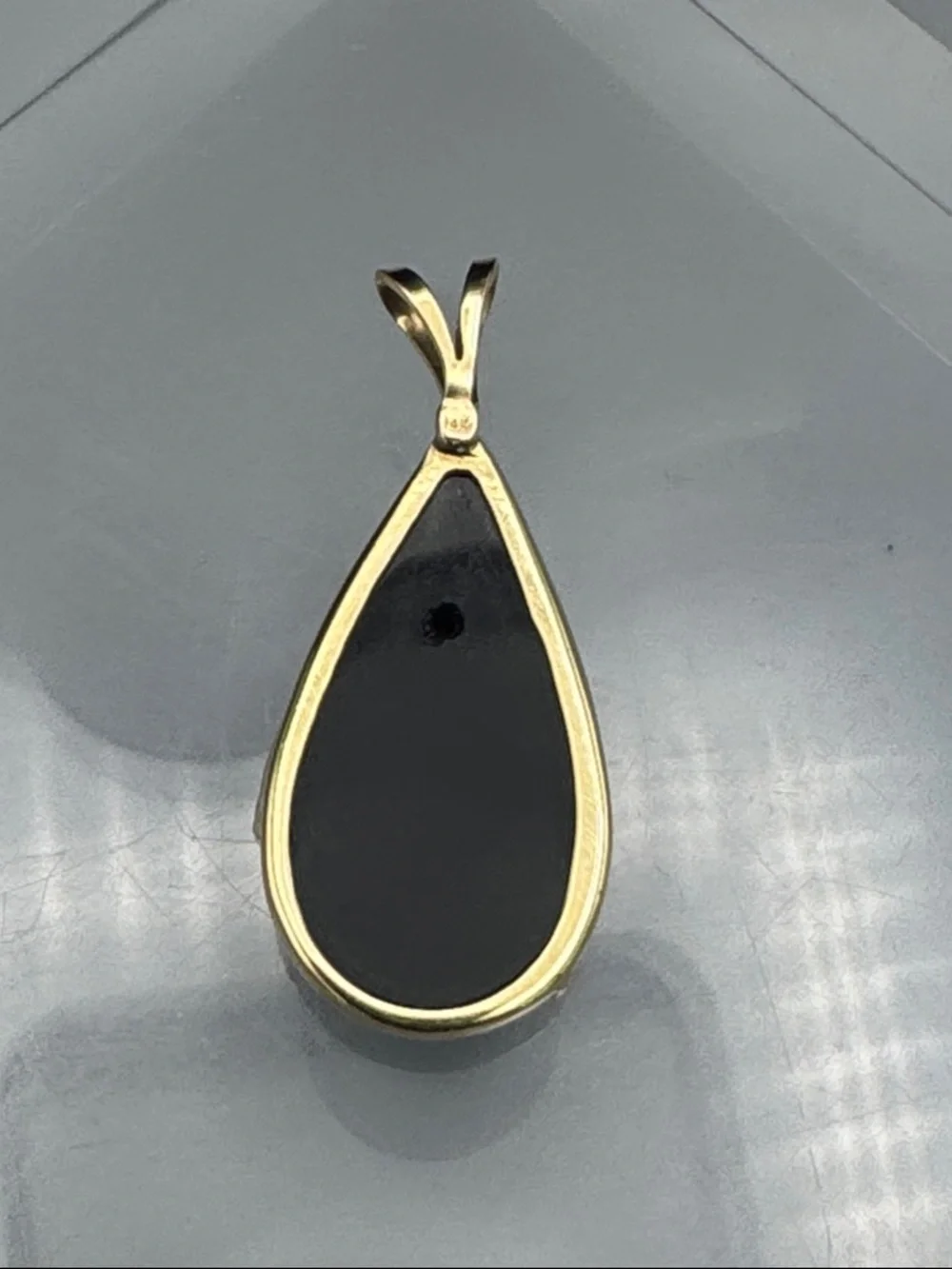 14k Gold Teardrop Pendant with Diamond/Moissanite - Picture 4 of 5